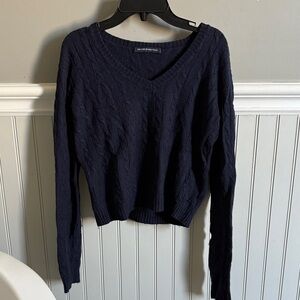 Brandy Melville Dark Blue V-Neck Sweater